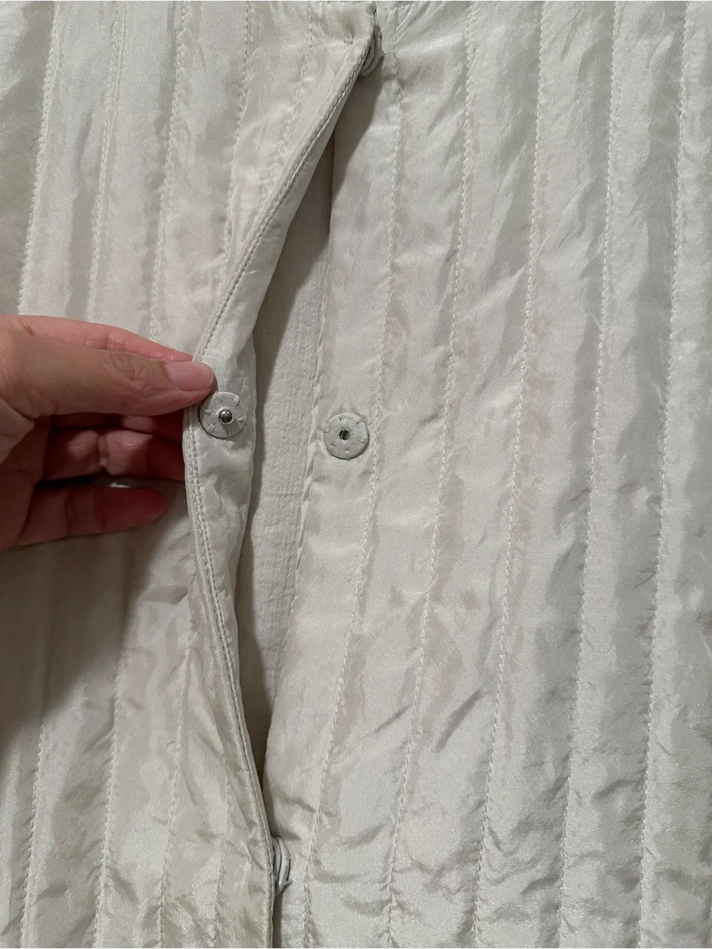 Eileen Fisher Quilted Collarless Silk Jacket in Ivory - Picture 2 of 6